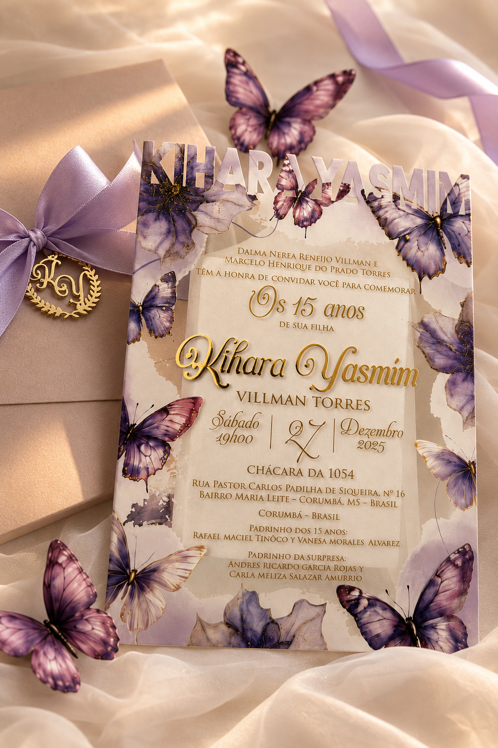 Invitación acrílico espejado quinceañera 2