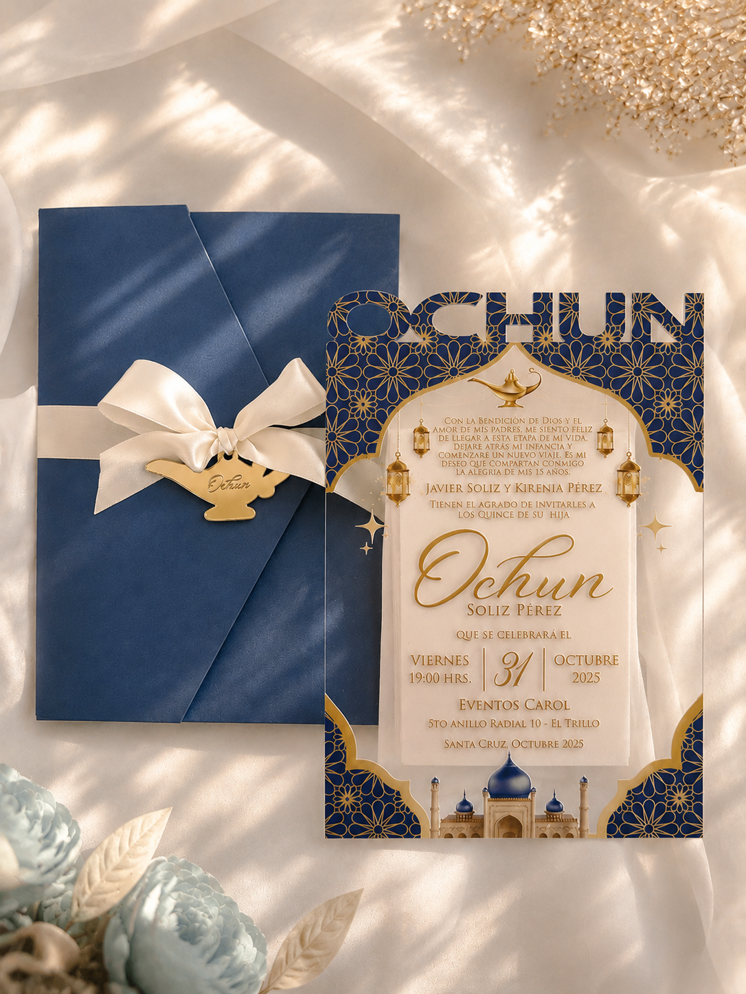Invitación acrílico espejado quinceañera 3