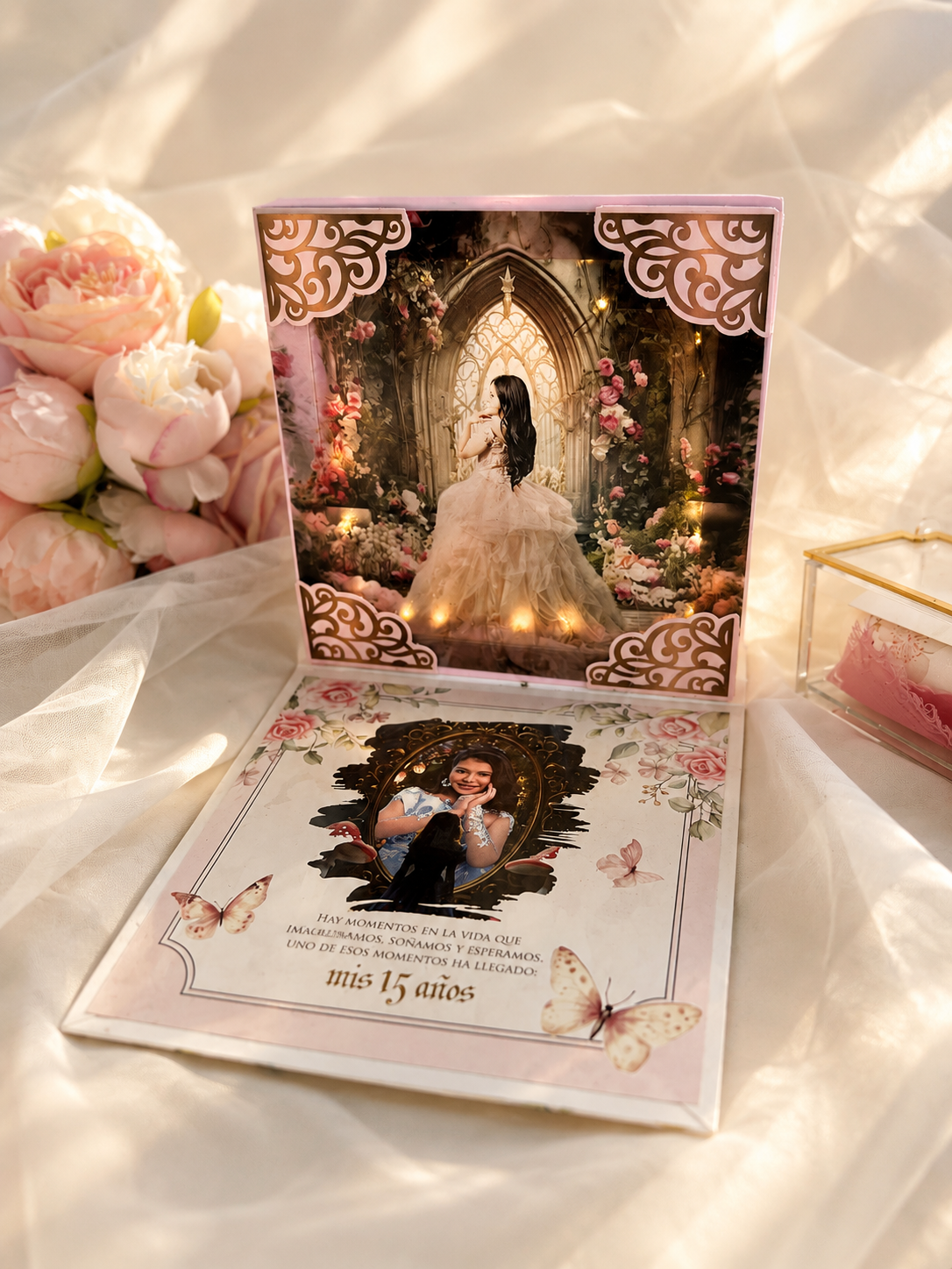 Invitación acrílico espejado quinceañera 3